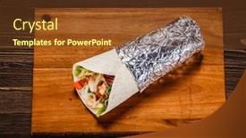  Presentation with kebab - Slide set enhanced with kebab - grilled meat and vegetables background and a tawny brown colored foreground