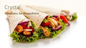  Presentation with kebab - PPT theme consisting of kebab-grilled-meat-and-vegetables background and a cream colored foreground