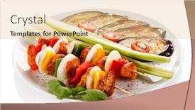  Presentation with kebab - Presentation design with kebab-grilled-meat-and-vegetables background and a lemonade colored foreground