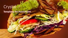  Presentation with kebab - PPT layouts featuring kebab-grilled-meat-bread background and a tawny brown colored foreground