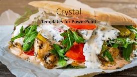  Presentation with kebab - Presentation design enhanced with kebab-grilled-meat-bread and a  colored foreground