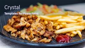  Presentation with kebab - Amazing theme having kebab-of-chicken-and-semolina backdrop and a wine colored foreground