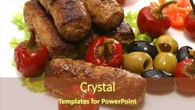  Presentation with kebab - Presentation theme consisting of kebab rolls with olives pepper background and a tawny brown colored foreground
