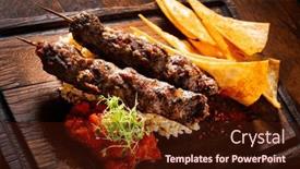  Presentation with kebab - PPT theme enhanced with kebab-with-chips-and-sauce background and a wine colored foreground