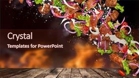  Presentation with fire close up flames - Audience pleasing slide deck consisting of kebab with flying ingredients fire backdrop and a wine colored foreground