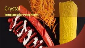  Presentation with kebab - PPT layouts with kebab with sausage on the black background background and a tawny brown colored foreground