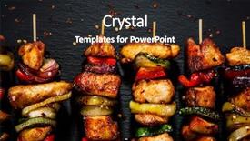  Presentation with grilled - Beautiful PPT theme featuring kebabs - grilled meat and vegetables backdrop and a dark gray colored foreground