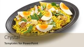  Presentation with rice - Slide set with kedgeree-spice-rice-with-smoked background and a gold colored foreground