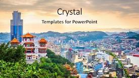  Presentation with taiwan - Slides having keelung taiwan cityscape and temples background and a lemonade colored foreground