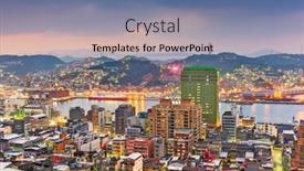  Presentation with taiwan - Cool new PPT theme with keelung-taiwan-downtown-city-skyline backdrop and a ocean colored foreground