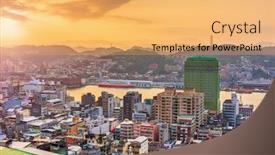  Presentation with dusk - Slides enhanced with keelung-taiwan-downtown-city-skyline background and a yellow colored foreground