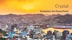  Presentation with taiwan - Beautiful slide deck featuring keelung-taiwan-downtown-city-skyline backdrop and a yellow colored foreground