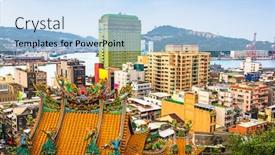  Presentation with taiwan - PPT layouts consisting of keelung-taiwan-downtown-cityscape background and a light blue colored foreground