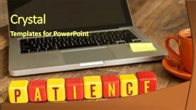  Presentation with patience - Slide set consisting of keep calm - patience written on a wooden background and a wine colored foreground