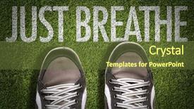  Presentation with keep calm - PPT theme enhanced with keep calm - top view of sneakers background and a tawny brown colored foreground