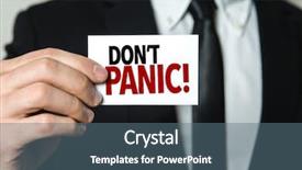  Presentation with panic - Presentation theme having keep educating yourself - dont panic background and a ocean colored foreground