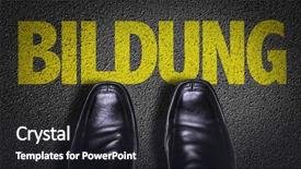  Presentation with shoes - Colorful PPT theme enhanced with keep educating yourself - top view of business shoes backdrop and a dark gray colored foreground