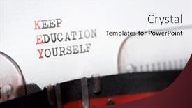 Presentation with phrase believe in yourself - Beautiful PPT theme featuring keep-education-yourself-phrase-written backdrop and a sky blue colored foreground