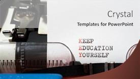  Presentation with phrase keep raising the bar - Colorful theme enhanced with keep-education-yourself-phrase-written backdrop and a white colored foreground