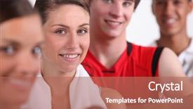  Presentation with young people in the club - Theme consisting of keep fit - four sporty young people background and a coral colored foreground