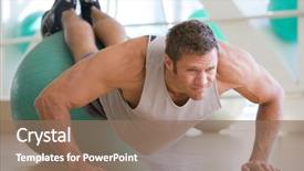  Presentation with gym ball - Presentation theme consisting of keep fit - man balancing on swiss ball background and a coral colored foreground