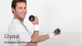  Presentation with man heart attact hand hold - Presentation enhanced with keep fit - man working out with hand background and a soft green colored foreground