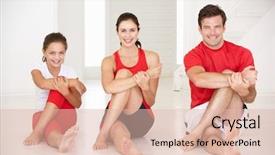  Presentation with daughter mother - Cool new PPT theme with keep fit - mother father and daughter doing backdrop and a lemonade colored foreground