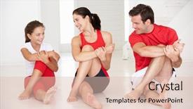  Presentation with daughter mother - PPT theme consisting of keep fit - mother father and daughter doing background and a lemonade colored foreground