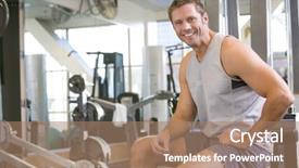  Presentation with gym - Presentation consisting of keep fit - portrait of man at gym background and a  colored foreground