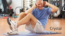  Presentation with gym - Colorful theme enhanced with keep fit - senior man doing sit ups backdrop and a coral colored foreground