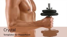  Presentation with weight - Colorful PPT layouts enhanced with keep fit - sexy body of muscular athletic backdrop and a coral colored foreground