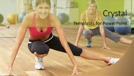  Presentation with taking the blood pressure in black women - Colorful slide set enhanced with keep fit - two women taking part backdrop and a yellow colored foreground