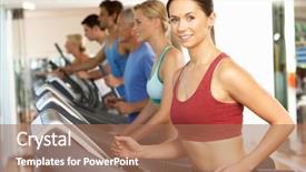  Presentation with machine - Presentation enhanced with keep fit - woman on running machine background and a coral colored foreground