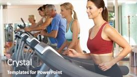  Presentation with health woman running female runner - PPT theme having keep fit - woman on running machine background and a gray colored foreground