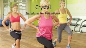  Presentation with gym - Cool new slides with keep fit - women taking part in gym backdrop and a yellow colored foreground