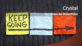 Presentation with motivation - Audience pleasing presentation design consisting of keep going - motivation or determination concept - handwriting on colorful sticky notes against black lokta paper backdrop and a dark gray colored foreground