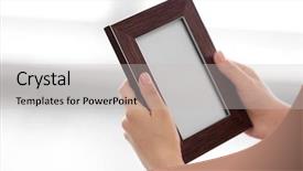  Presentation with simple - Amazing presentation theme having keep it simple - female hands holding photo frame backdrop and a light gray colored foreground