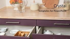  Presentation with different - PPT layouts having keep kitchen clean tidy - different kitchenware in drawers background and a  colored foreground
