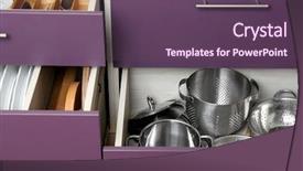  Presentation with different - Slide deck consisting of keep kitchen clean tidy - different kitchenware in drawers background and a  colored foreground