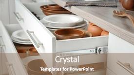  Presentation with different - Beautiful slide deck featuring keep kitchen clean tidy - drawers with different kitchenware backdrop and a  colored foreground