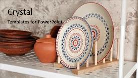  Presentation with storage of hydrogen - Colorful PPT theme enhanced with keep kitchen clean tidy - kitchenware on shelf of storage backdrop and a mint green colored foreground