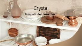  Presentation with storage - PPT theme featuring keep kitchen clean tidy - storage stand with kitchenware indoors background and a  colored foreground