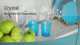  Presentation with tableware - Presentation with keep kitchen clean tidy - storage stand with tableware indoors background and a  colored foreground