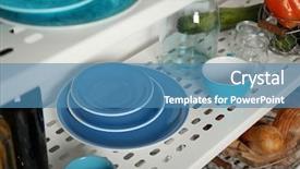  Presentation with tableware - Presentation enhanced with keep kitchen clean tidy - storage stand with tableware indoors background and a  colored foreground