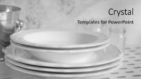  Presentation with white marble plate marble - Slide deck with keep kitchen clean tidy - white plates on shelf background and a  colored foreground