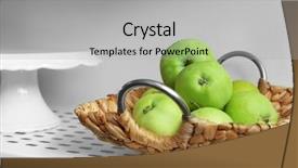  Presentation with health apples and education - Beautiful presentation featuring keep kitchen clean tidy - wicker basket with apples backdrop and a light gray colored foreground
