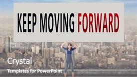  Presentation with keep moving forward - Colorful presentation design enhanced with keep moving forward words backdrop and a gray colored foreground