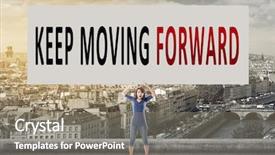  Presentation with forward - Beautiful slide deck featuring reilience - keep moving forward words backdrop and a gray colored foreground