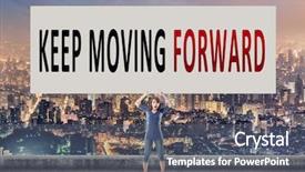  Presentation with keep moving forward - Beautiful slide set featuring keep moving forward words on blank board hold by a young girl in the outdoor backdrop and a gray colored foreground