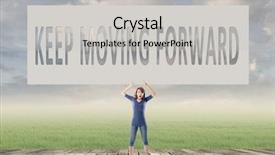  Presentation with keep moving forward - PPT layouts consisting of keep moving forward words on blank board hold by a young girl in the outdoor background and a light gray colored foreground